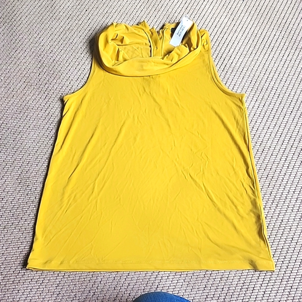 Banana Republic sleeveless blouse size M women's mustard color cowl neck